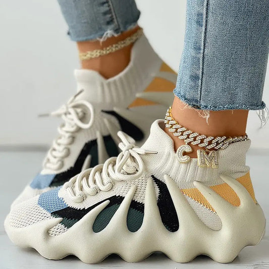 Zapatillas deportivas casuales de moda con retazos de vendaje para correr