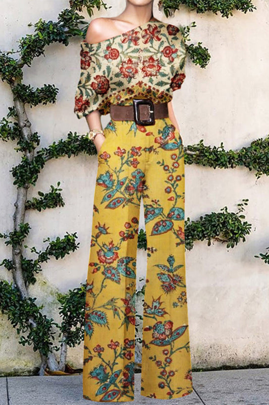 Mono informal de moda estampado sin cinturón con un solo hombro (7 colores)