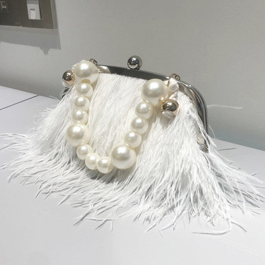 Bolsos de plumas de perlas con retazos para fiesta diarios