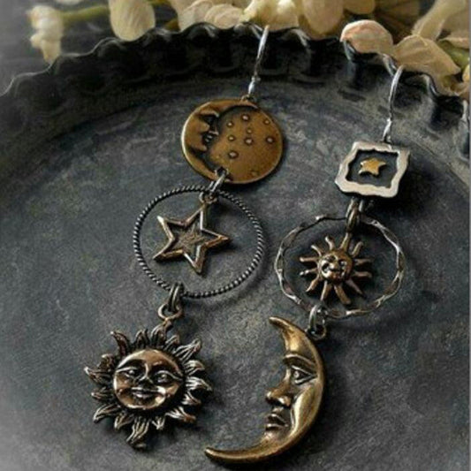 Pendientes Vintage de Sol, Luna y Estrellas