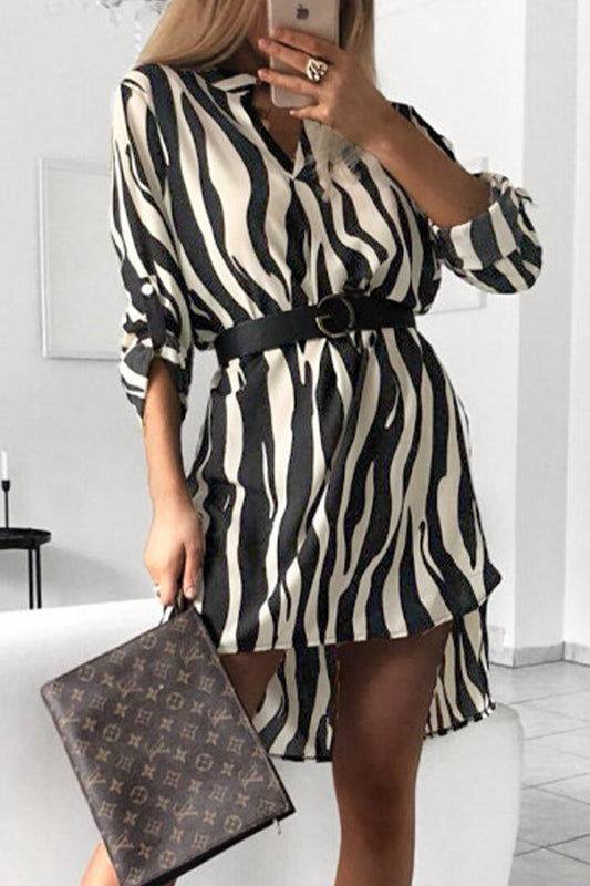 Vestidos elegantes con estampado animal sin cinturón, cuello en V irregular (6 colores)