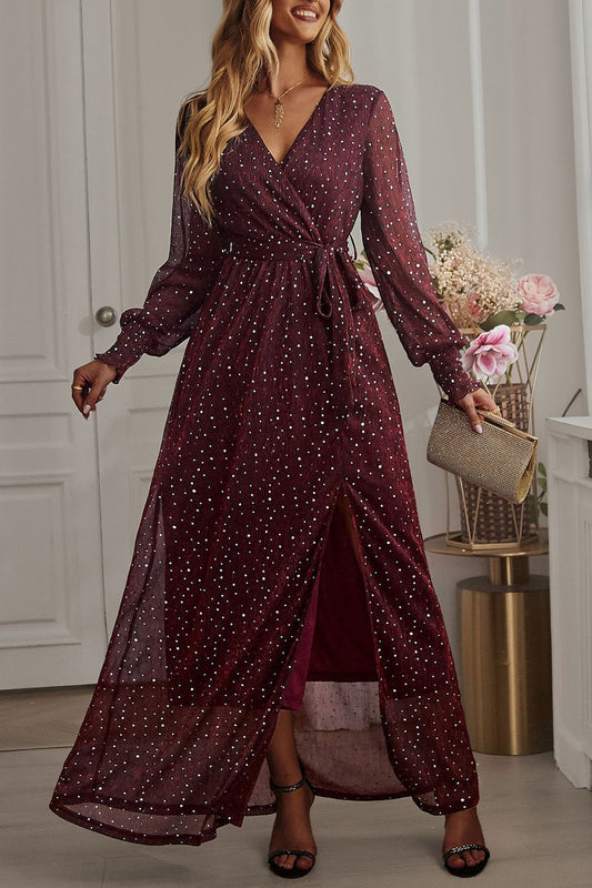 Vestidos elegantes de corte en A con cuello en V y cinturón