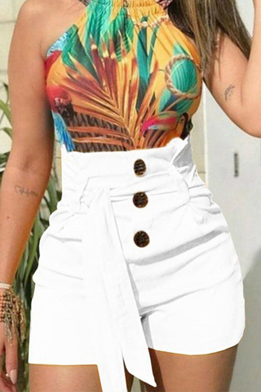Pantalones de pernera ancha con cinturón y hebilla de color liso para calle (4 colores)