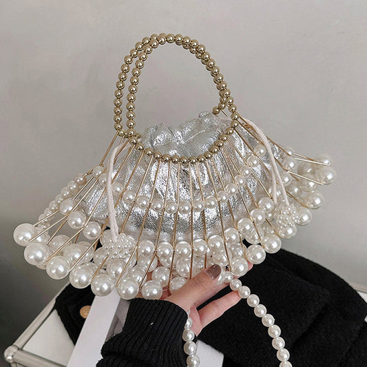 Bolsos casuales de retazos con perlas