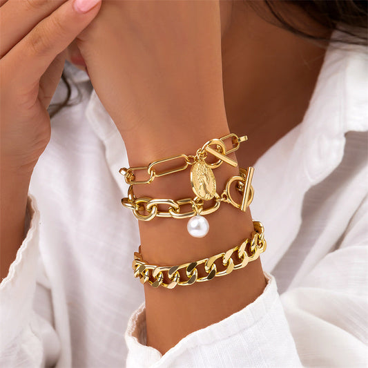 Pulseras de Perlas de Cadena con Retazos Informales