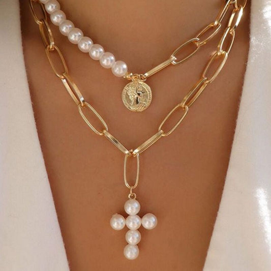 Collares sexys de retazos con perlas