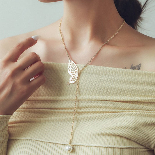 Collares Casuales Diarios de Perlas con Parches de Mariposa