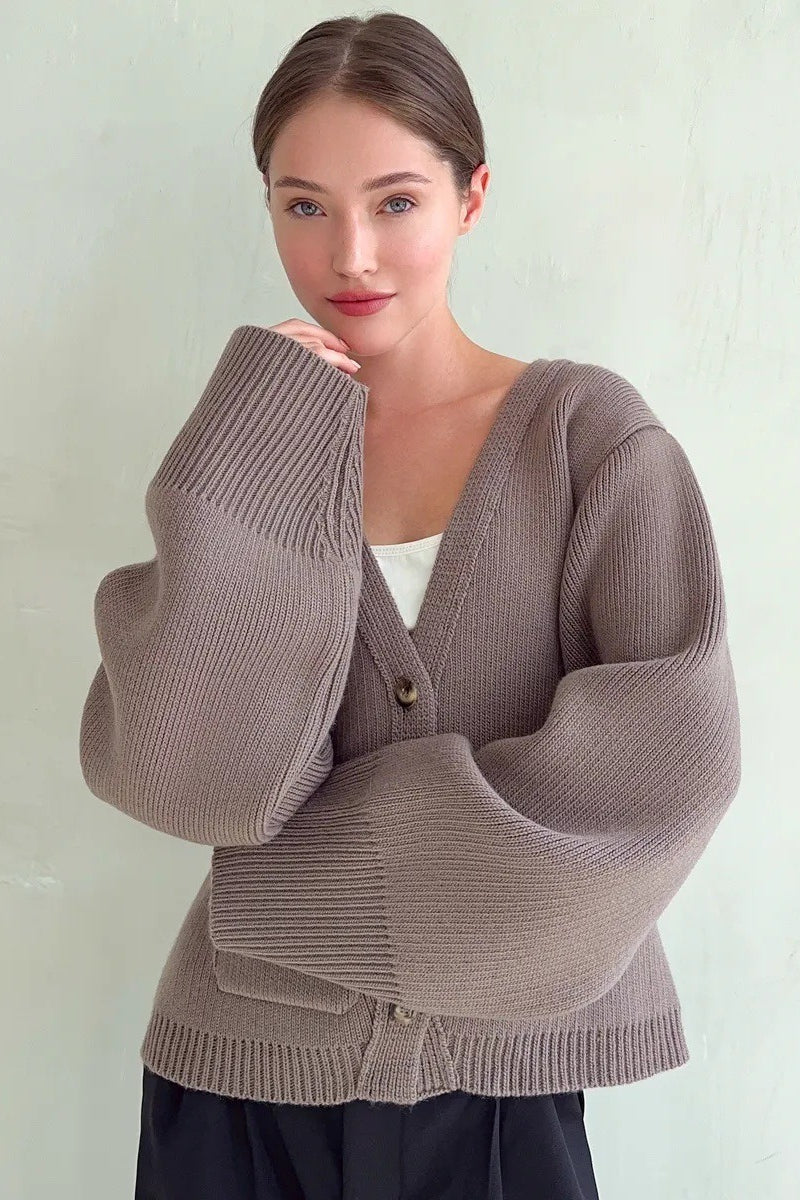 V Neck Pocket Detail Cardigan