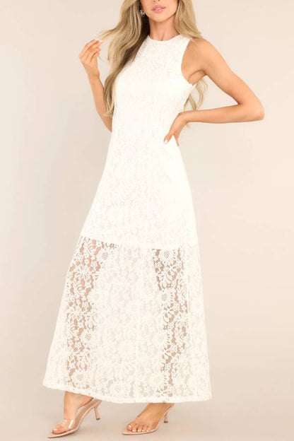 Irresistible Charm White Lace Maxi Dress