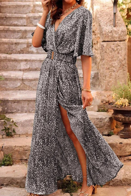 Vestidos de falda con cuello en V con cinturón y retazos florales de estilo bohemio para universitarias (5 colores)