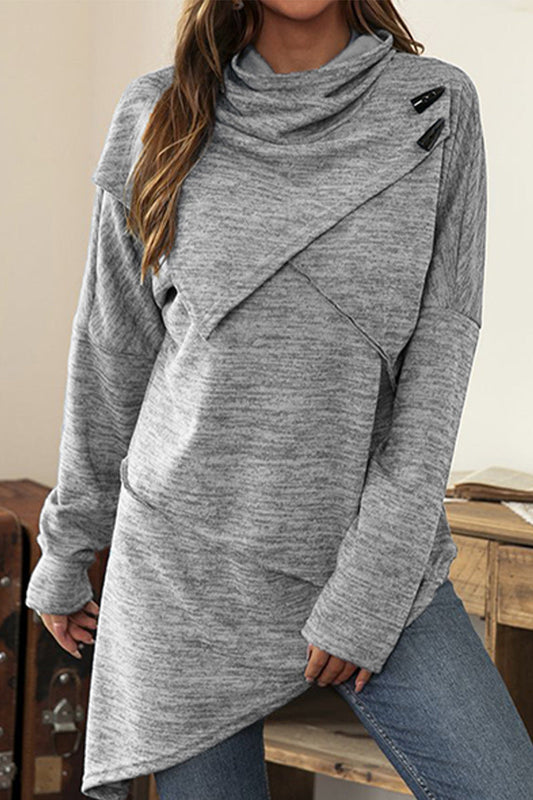 Tops casuales de cuello tipo bufanda asimétrico (5 colores)