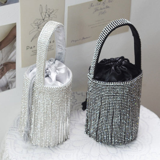 Bolsos casuales de fiesta para el día, con retazos, pedrería y borlas