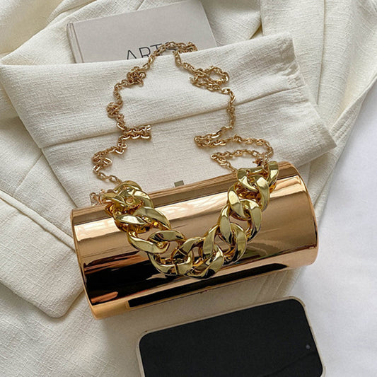 Bolsos casuales lisos con retazos y cadenas