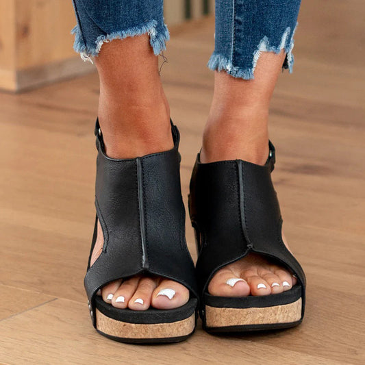 Zapatos de cuña abiertos casuales con retazos (8 colores)
