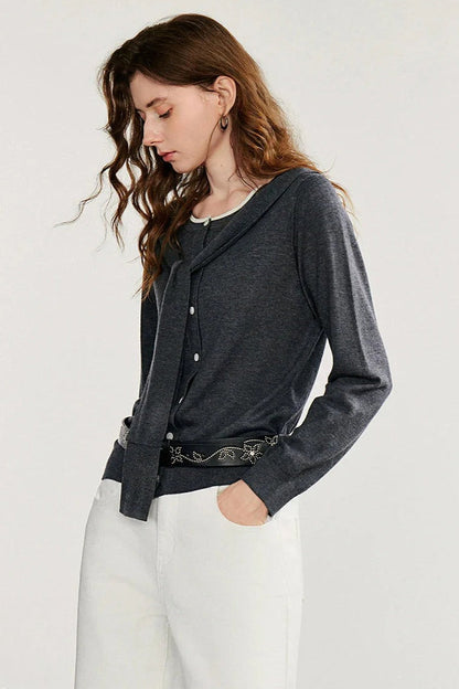 Shawl Layered Knit Cardigan