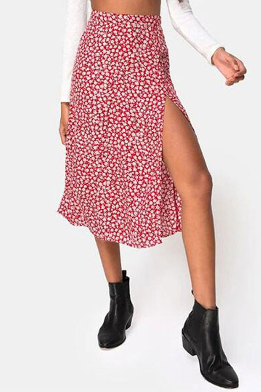 Elegante Estampado Abertura Regular Cintura Alta Tipo A Parte Inferior Totalmente Estampada