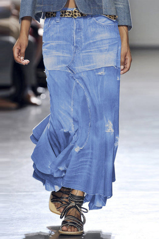 Pantalones asimétricos lisos estilo patchwork de estilo británico urbano