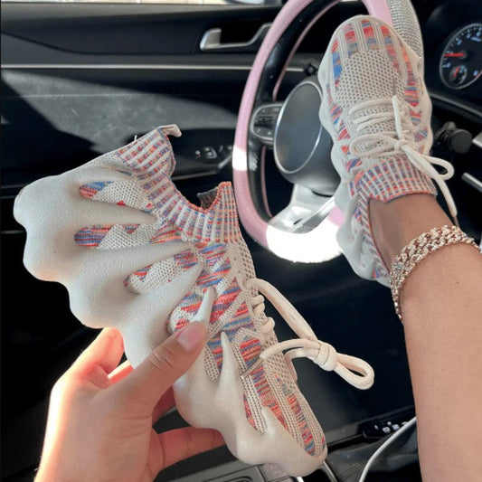 Zapatillas deportivas informales con patchwork, frenillo, redondas y cómodas para actividades al aire libre