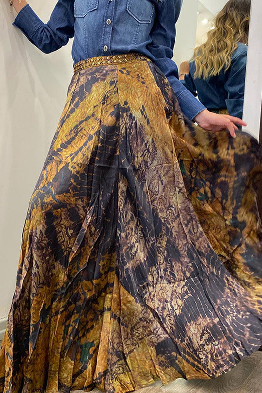 Pantalones holgados de cintura alta con estampado de patchwork y diseño universitario elegante