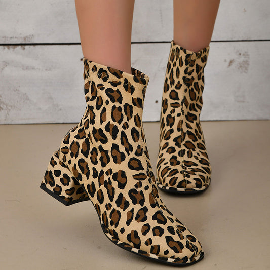 Zapatos casuales cómodos de retazos estampados con punta para exterior (altura del tacón 3.5 cm)