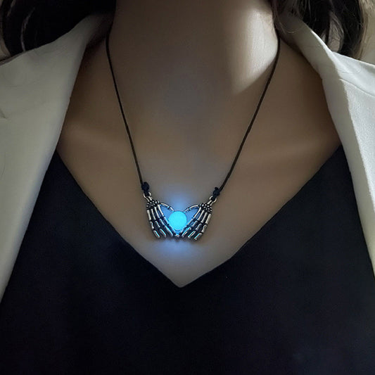 COLLAR LUMINOSO DE MANO DE ESQUELETO RETRO DE UNK