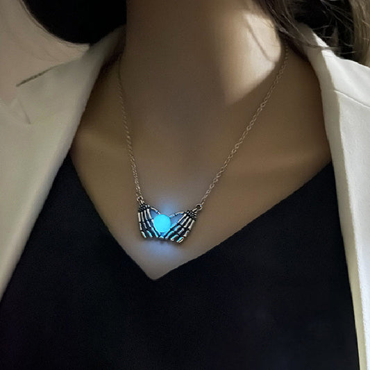 COLLAR LUMINOSO DE MANO DE ESQUELETO RETRO DE UNK