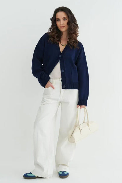 Loose Fit V Neck Cardigan Sweater