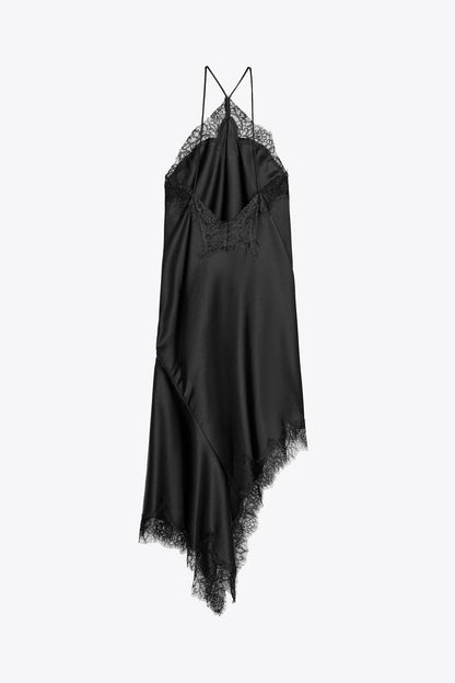 Halter Neck Lace Patchwork Dress