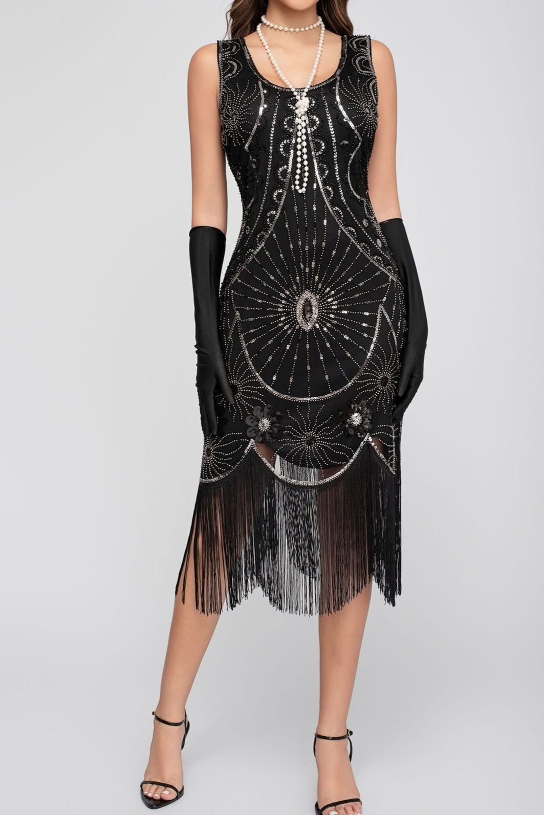 Sequin Beaded Tassel Tank Boho Dress