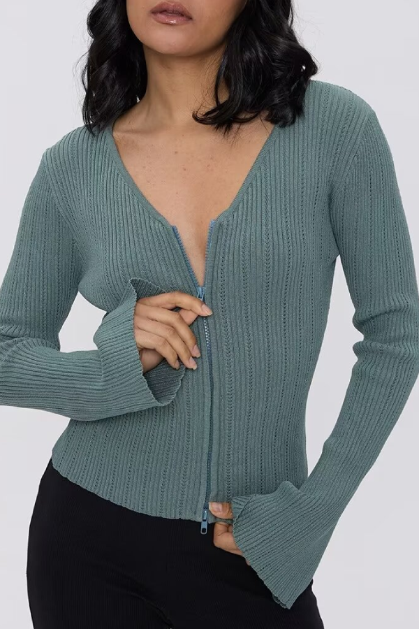 V-neck Knitted Cardigan Slim Sweater