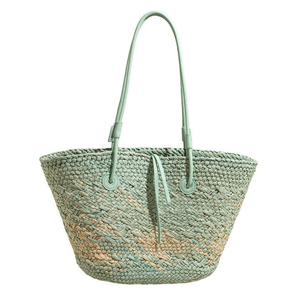 Gradient Woven Straw Tote Bag