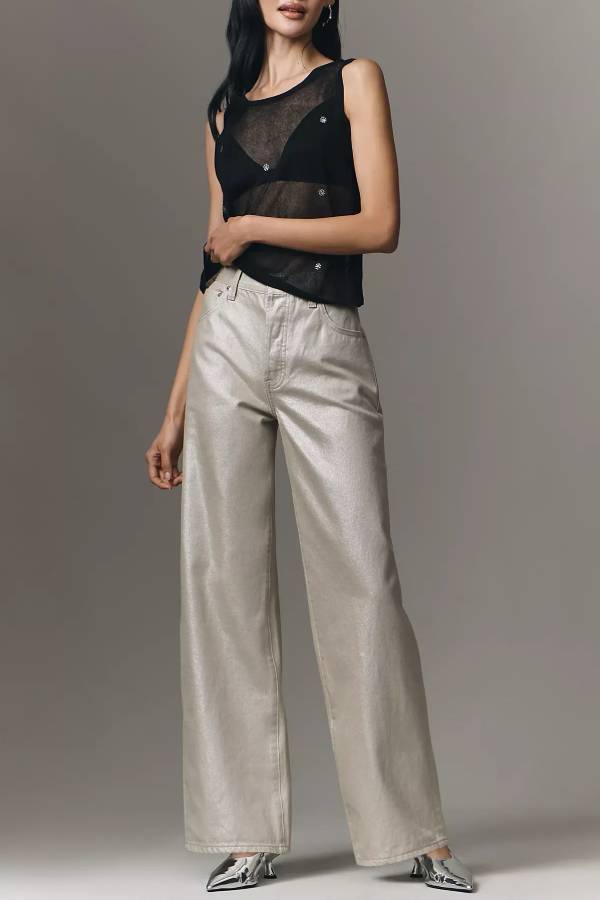 Pistola Tate High-Rise Bowed Wide-Leg Jeans