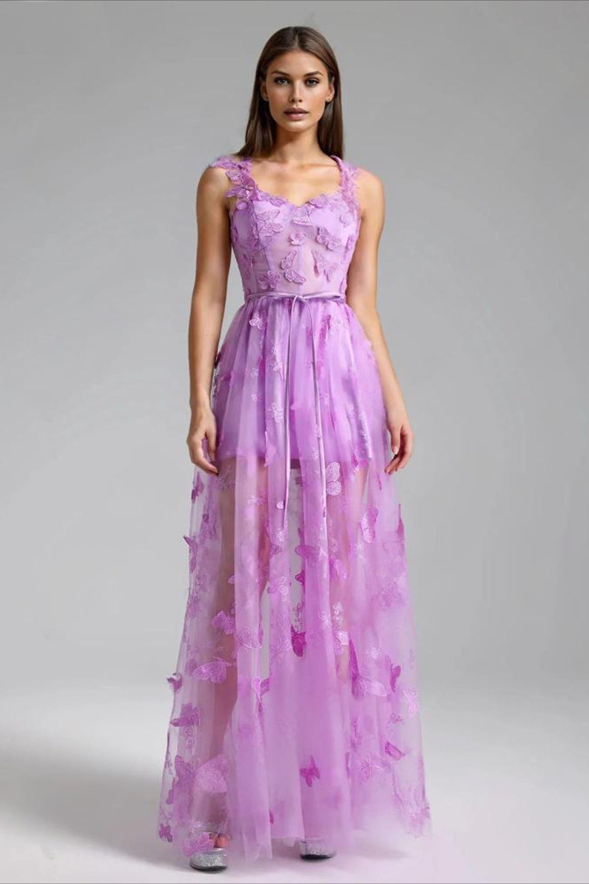 Spaghetti Strap Butterfly Party Dress