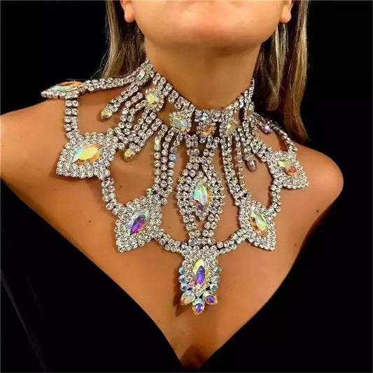 Collares de diamantes de imitación para fiesta con retazos formales