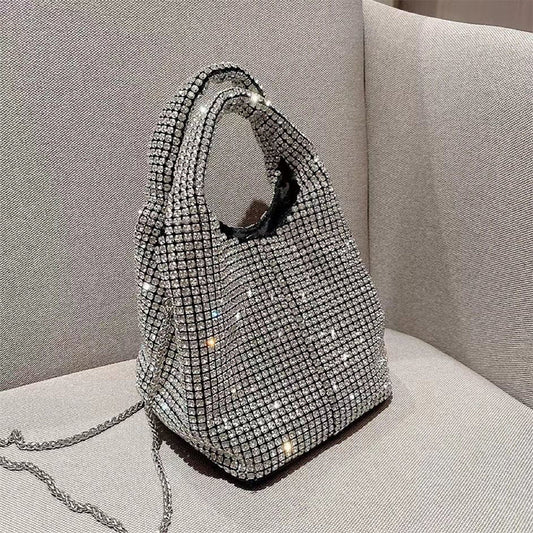 Bolsos con Lentejuelas y Pedrería de Cadena Sólida Elegantes para Celebridades (5 Colores)