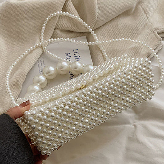 Bolsos de tela lisa con perlas informales para diario