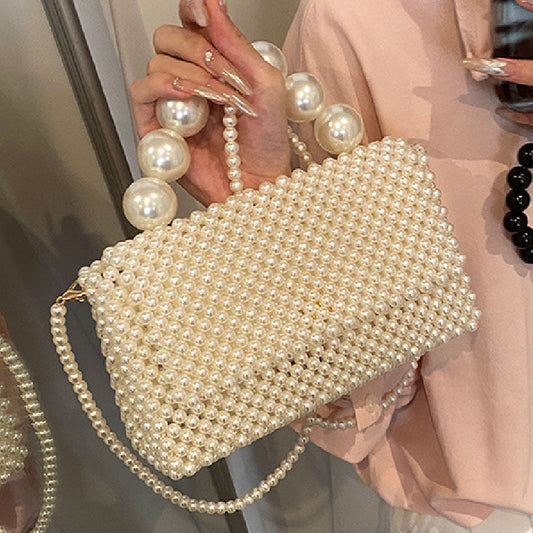 Bolsos de tela lisa con perlas informales para diario