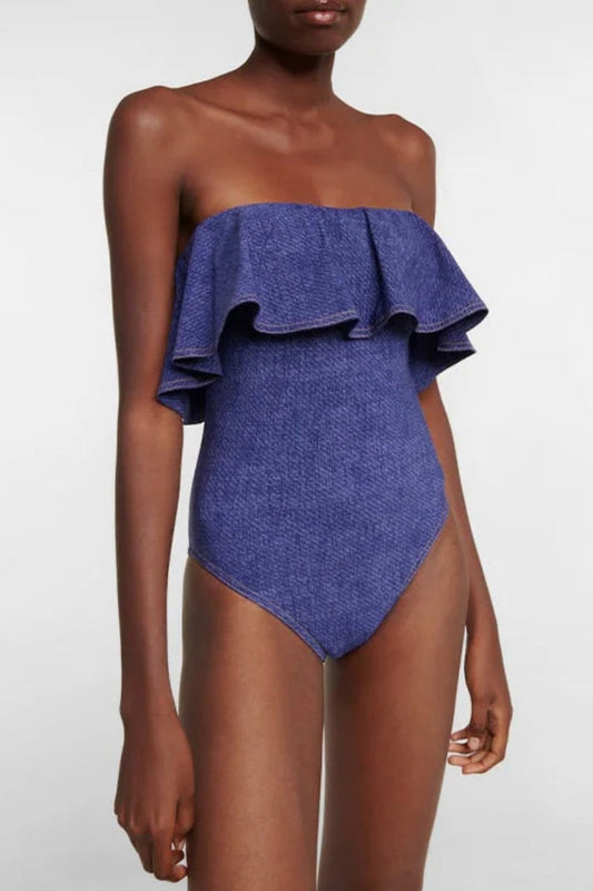 Trajes de baño sexis sólidos con retales y sin espalda (con relleno)