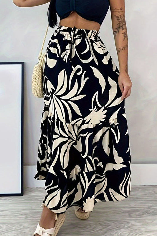 Parte inferior con estampado completo tipo A suelto con frenillo floral elegante