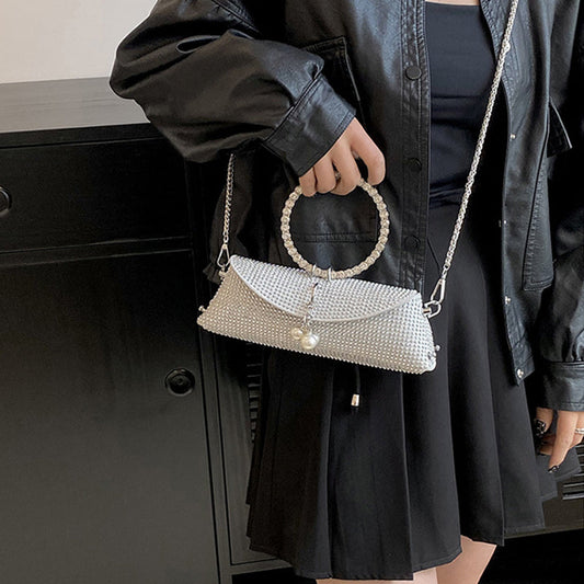 Bolsos Elegantes Formales con Cadenas Sólidas, Perlas y Diamantes de Imitación (6 Colores)
