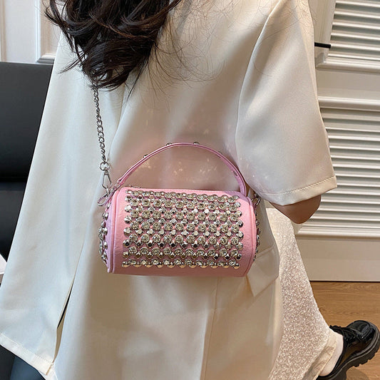 Bolsos con Cremallera Patchwork y Remaches Diarios (4 Colores)