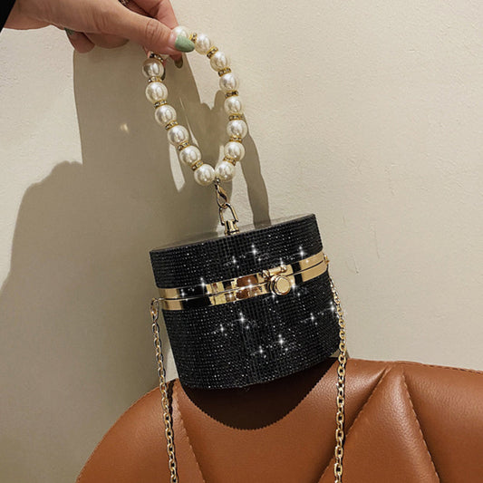 Bolsos Casuales Diarios de Fiesta con Cadenas de Diamantes de Imitación, Perlas y Retazos (3 Colores)