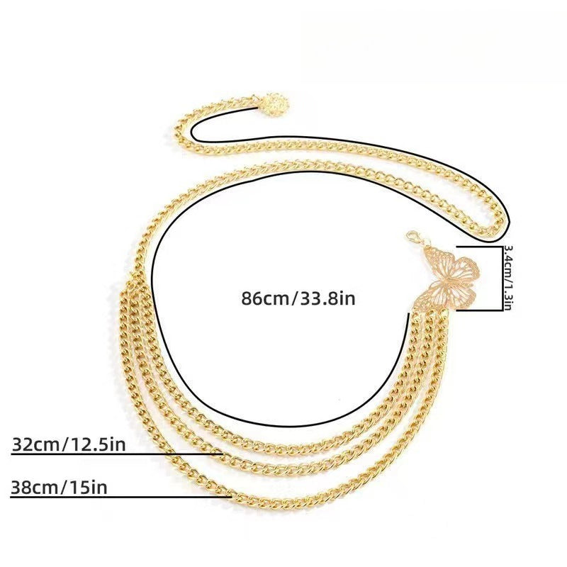 Layered Metal Butterfly Waist Chain
