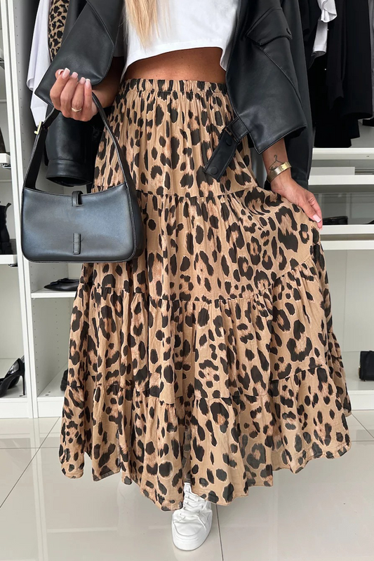 Pantalones informales de calle con estampado de leopardo, retales, sueltos, de talle alto, tipo A, estampado completo
