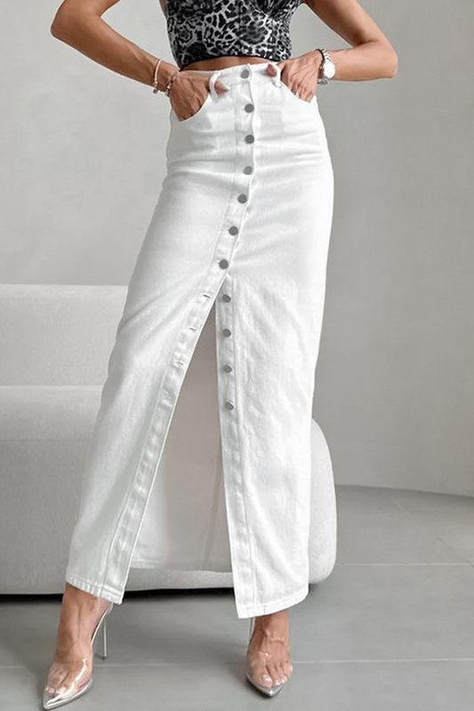 Pantalón Casual de Tiro Alto con Hebilla y Bajo Recto