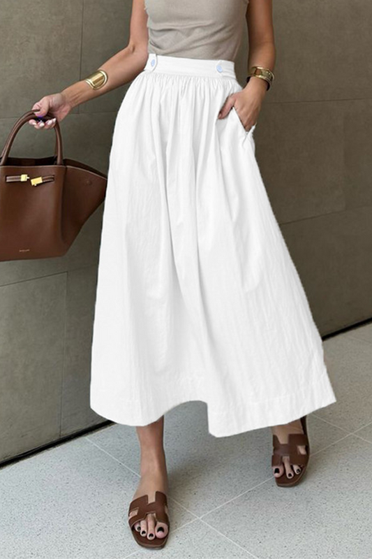 Pantalones casuales de diario con botones, sueltos y de talle alto, tipo A.