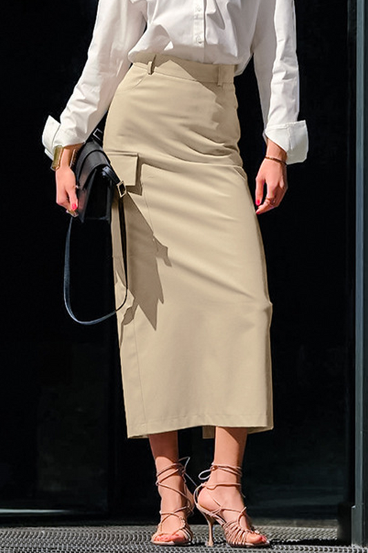 Pantalones rectos de cintura alta con cremallera y abertura elegante para uso diario