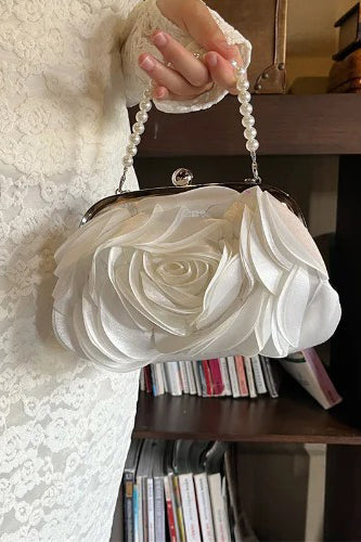 Bolsos Diarios Sólidos con Perlas Decorativas en Forma de Flor (3 Colores)