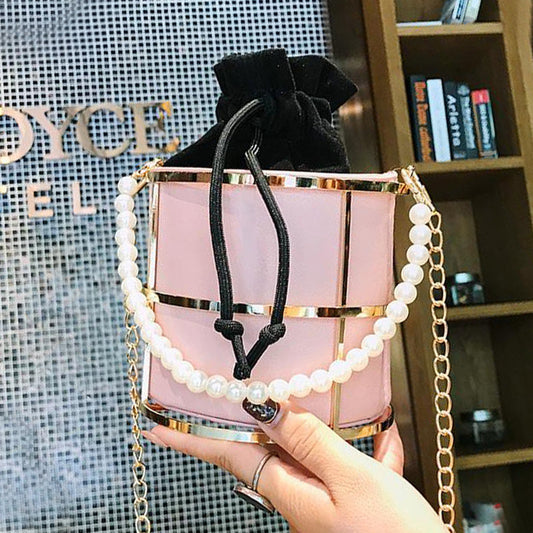 Bolsos de fiesta diarios casuales con retazos y cadenas de perlas (4 colores)