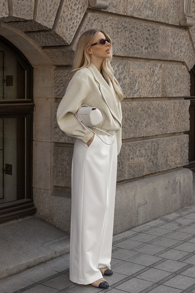 Office Ready Notch Lapel Wool Blend Coat